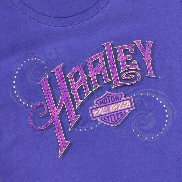 Vintage Harley Davidson Women’s Small Purple Pink Embellished Shirt Short Sleeve - Picture 6 of 7